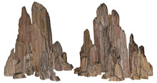 Beautiful Volcanic Rock Carved By Erosion. Stones On White Background Provided With A Clipping Path
