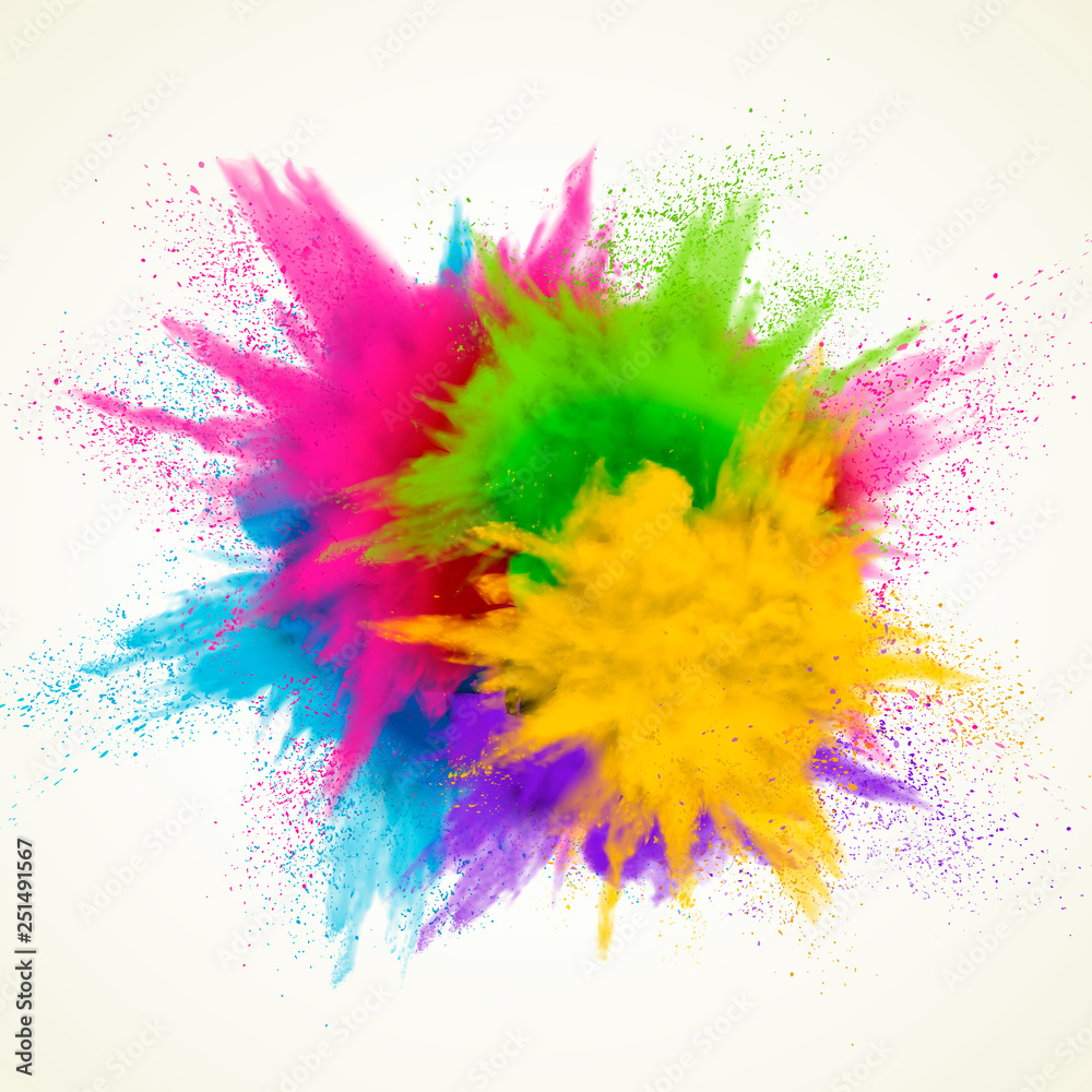 Colorful powder explosion effect - obrazy, fototapety, plakaty 
