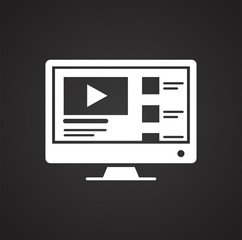 Fototapete - Video blog content icon on black background for graphic and web design, Modern simple vector sign. Internet concept. Trendy symbol for website design web button or mobile app