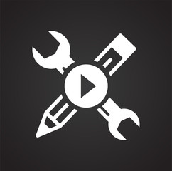 Fototapete - Video blogging icon on black background for graphic and web design, Modern simple vector sign. Internet concept. Trendy symbol for website design web button or mobile app
