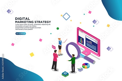 Digital Marketing Strategy Isometric Vector Illustration Concept