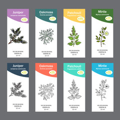 Wall Mural - Set of essential oil labels