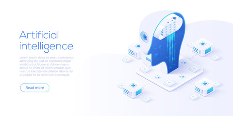 artificial intelligence or neural network concept in isometric vector illustration. neuronet or ai t