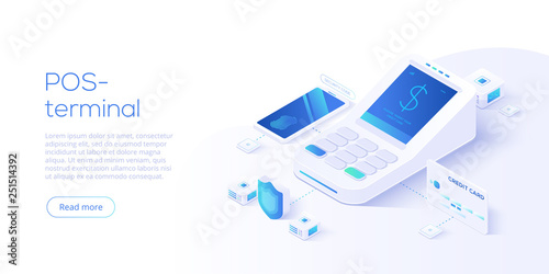Fotografía Internet banking concept in isometric vector illustration