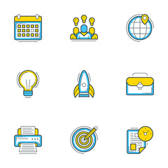 Wall Mural - set of 9 flat line business icons. startup and inspiration. flat line illustration concept for web b
