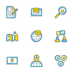 Wall Mural - set of 9 flat line business icons. flat line illustration concept for web banner and printed materia