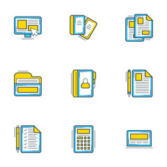 Wall Mural - set of 9 flat line business icons. flat line illustration concept for web banner and printed materia