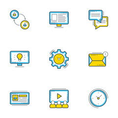 Wall Mural - set of 9 flat line business icons. flat line illustration concept for web banner and printed materia