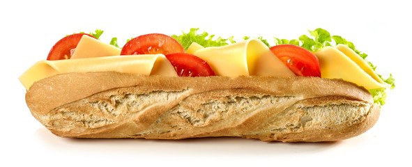 Poster - baguette sandwich with cheese and tomato