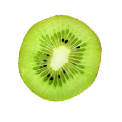 Wall Mural - Slice of kiwi fruit isolated on white background. Top view