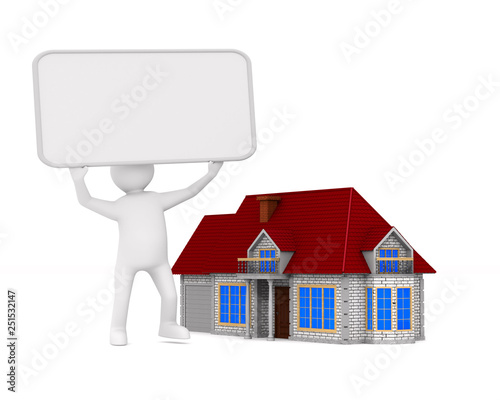 Presentation of new house. Isolated 3D illustration