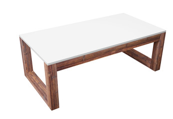 Poster - Low table isolated on white background. Saved clipping path included. 3D rendering image.