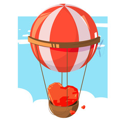 Wall Mural - flying balloon with heart - vector illustration