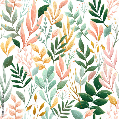 seamless floral pattern with leaves