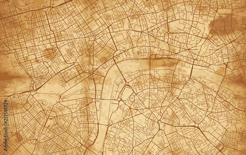 Dekoracja na wymiar  mapa-ulic-miasta-londynu-w-stylu-vintage