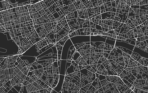 Wall Mural - Black and white vector city map of London