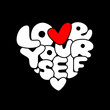 © C Design Studio - Cute Love Yourself hand drawn lettering trendy affirmation phrase in 80s style