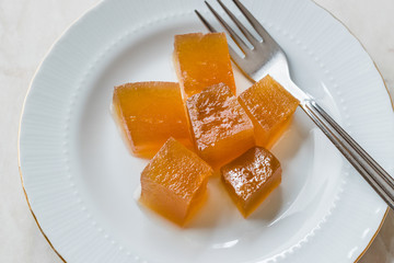 Wall Mural - Turkish Crispy Pumpkin Dessert from Hatay / Kirecte Kabak Tatlisi with Walnut Powder.