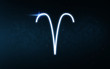 astrology and horoscope - aries sign of zodiac over dark night sky and stars background