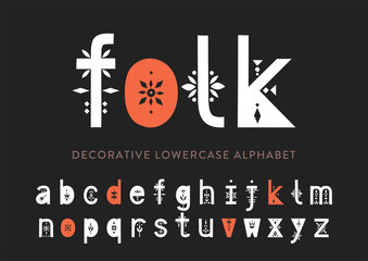 Aufkleber - Vector display lowercase alphabet decorated with geometric folk patterns