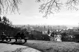 Fototapeta  - Black and white panorama view to Prague