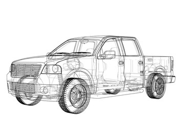Aufkleber - vector car silhouettes. rendering of 3d