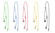 set of different color earphones, isolated background 