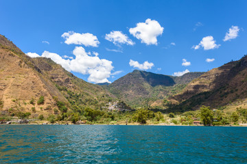 Wall Mural - Shore of Santa Cruz la Laguna at Lake Atitlan in vulcano landscape of Guatemala