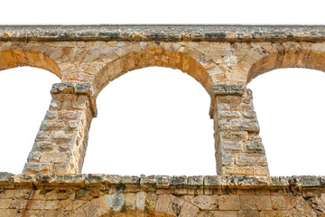 Wall Mural - ancient Roman aqueduct isolated on white