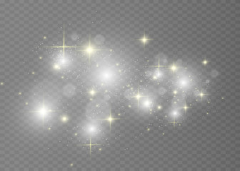 Beautiful sparks shine with special light. Vector sparkles on a transparent background. Christmas abstract pattern. A beautiful illustration for the postcard. The background for the image. Luminaries