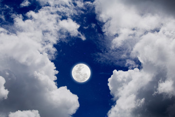 Wall Mural - Happiness night,Full moon with cloud in starry . Romantic concept.