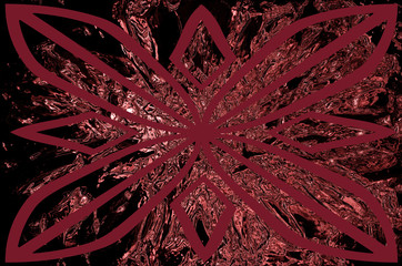 Poster -  The background consists of a dark red abstraction and ornament on top.
