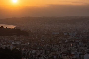 Sticker - Nice view of the city at sunset from a height