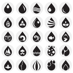 Fototapete - Drop water icons set on circles background for graphic and web design, Modern simple vector sign. Internet concept. Trendy symbol for website design web button or mobile app