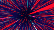 Red And Blue Abstract Radial Lines Geometric Background. Data Flow Tunnel. Explosion Star. Motion Effect. Background