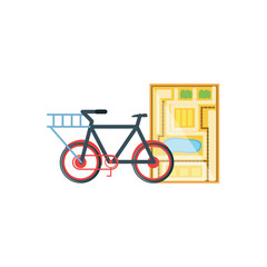 Wall Mural - bicycle for logistic service with map guide