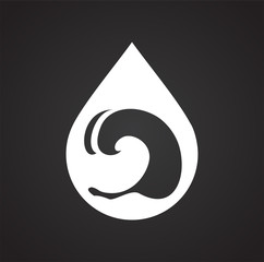 Fototapete - Drop water icon on black background for graphic and web design, Modern simple vector sign. Internet concept. Trendy symbol for website design web button or mobile app