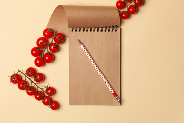 Notebook with Kraft sheets, paper for notes, writing recipes