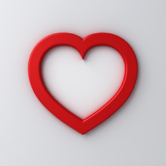 Aufkleber - Red heart isolated on white wall background with shadow for valentine's day 3D rendering