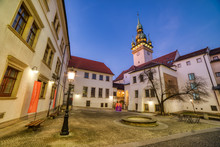 Brno Old Town Hall with a Small Square and Old Tower at Dusk, Czech Republic