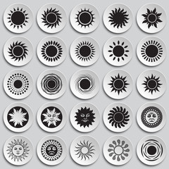 Fototapete - Sun icons set on plates background for graphic and web design, Modern simple vector sign. Internet concept. Trendy symbol for website design web button or mobile app