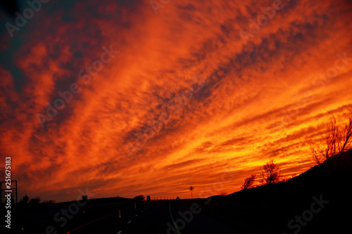 Car Illuminates The Roadway In This Scenic Twilight