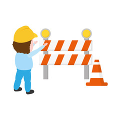 Canvas Print - worker traffic barrier cone