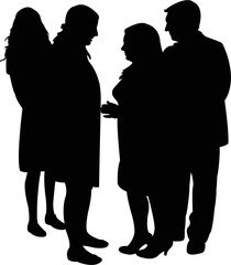 Canvas Print - people talking, silhouette vector