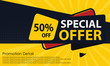Special Offer Sale Banner Template. Discount Up to 50%. Vector Template Poster Sale Promotion.	