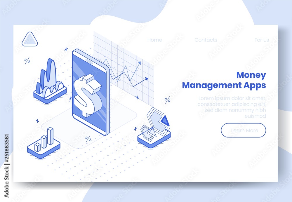 Digital isometric design concept set of money managment app 3d icons ...