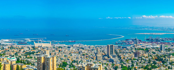 Wall Mural - Aerial view of port of Haifa, Israel