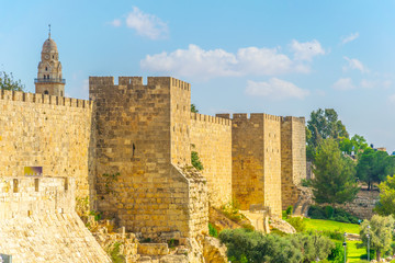 Wall Mural - Fortification of Jerusalem with tower of David, Israel