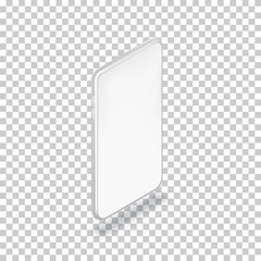 Wall Mural - Smartphone vertical mockup design template. Vector realistic 3d isometric illustration of white plastic mobile phone