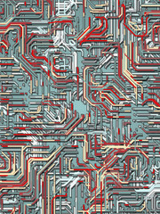 Aufkleber - Digital colored lines abstract background. 3d rendering